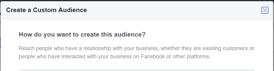 Facebook Custom Audience Targeting Screenshot